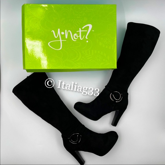 High Heel Boots Black Suede YNOT MAGMA Size 7.5 Gently Used w/ Box - Picture 2 of 15